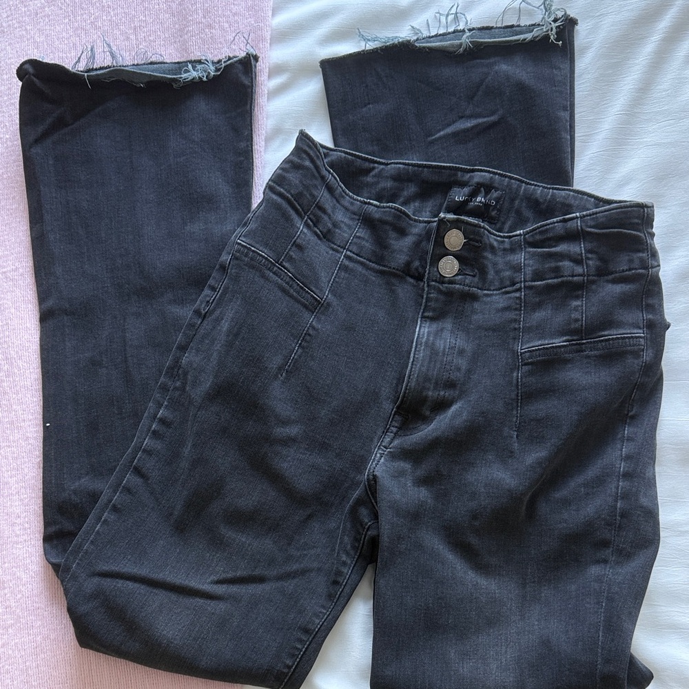 Black Frayed Hem Jeans